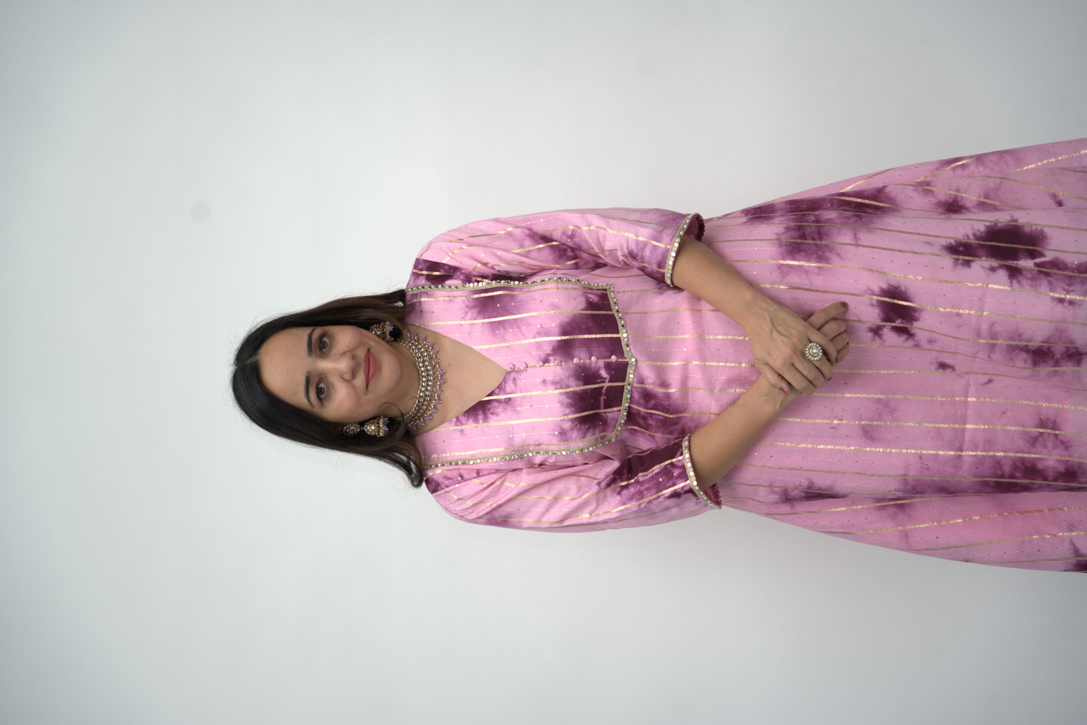 Lilac Purple Tie-Dye Kurta with Mirror Work – Ethnic Glamour, Modern Twist Lilac Purple Tie-Dye Kurta with Mirror Work – Ethnic Glamour, Modern Twist